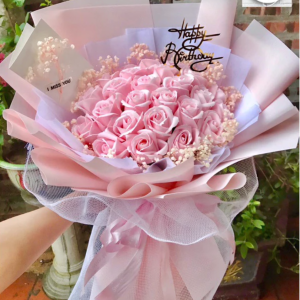 Bó hoa sáp 25 bông kèm hoa bi
