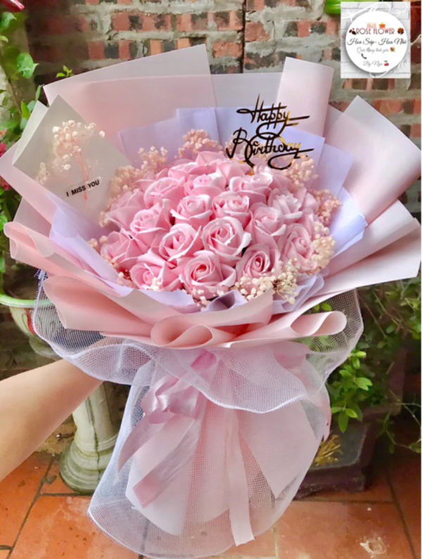Bó hoa sáp 25 bông kèm hoa bi